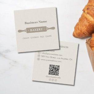Carte De Visite Carré Boulangerie Roulante Minimaliste Neutre