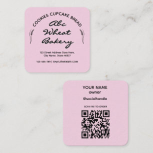 Carte De Visite Carré Boulangerie rustique rose Cottage
