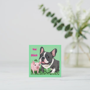 Carte De Visite Carré Bouledogue français bonne chance