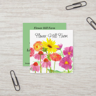 Carte De Visite Carré Bouquet de ferme à fleurs coupées fraîches