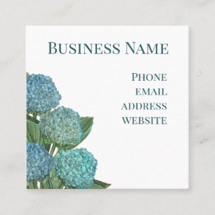Carte De Visite Carré Bouquet d'hortensia bleu d'été