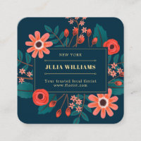 Bouquet floral boho cadre bleu marine