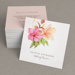 Carte De Visite Carré Bouquet floral pastel wedding planner aquarelle