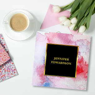 Carte De Visite Carré Bouteille d'aquarelle moderne or noir professionne