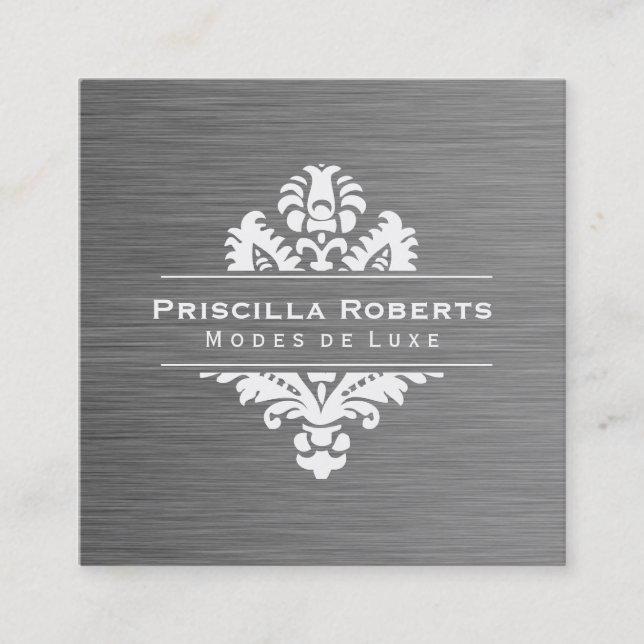 Carte De Visite Carré Boutique Acier Moderne Luxe Ornat Élément (Devant)