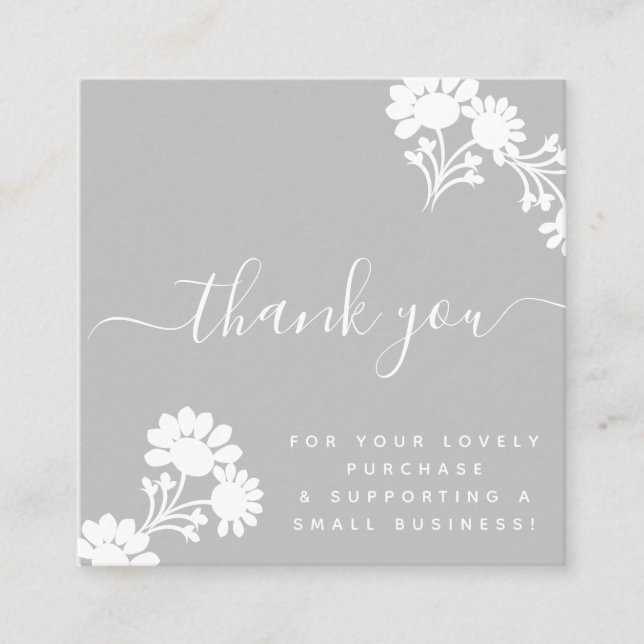 Carte De Visite Carré  Boutique Beauté Merci Logo Script Gris (Devant)
