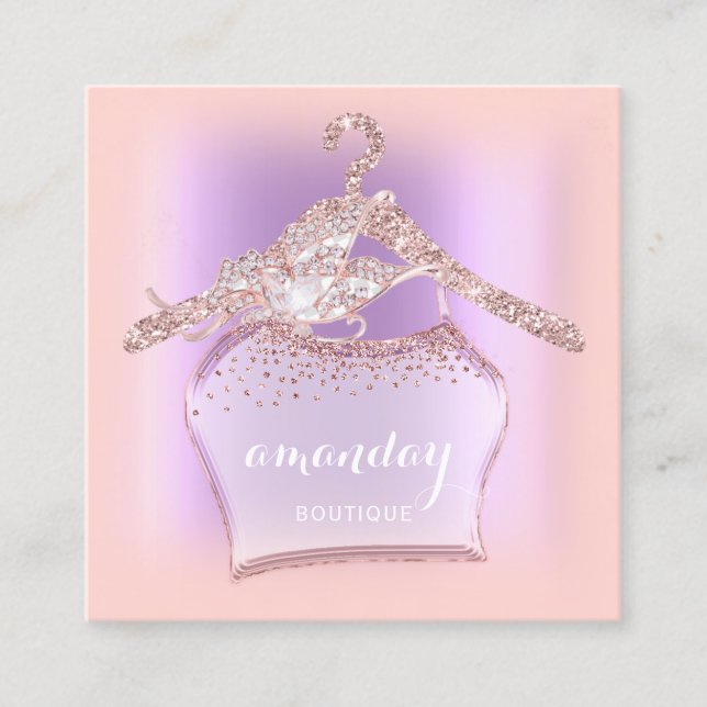 Carte De Visite Carré Boutique de cintre en diamant de Parties scintilla (Devant)