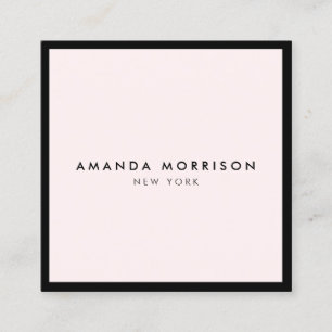 Carte De Visite Carré Boutique de luxe minimaliste noir/rose pastel