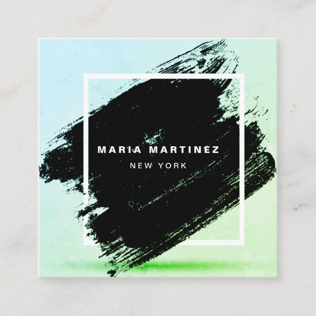 Carte De Visite Carré Boutique de luxe personnalisé Grunge pinceau Carré (Devant)