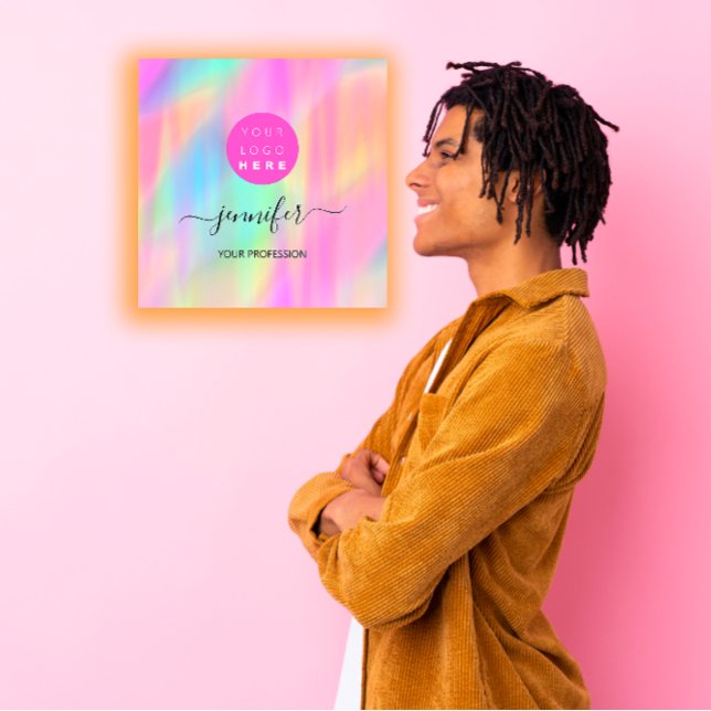 Carte De Visite Carré Boutique de maquillage professionnel Logo QR Code  (Professional Makeup Boutique Logo QR Code Pink Square Business Card)