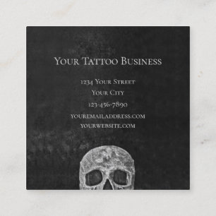 Carte De Visite Carré Boutique De Tatouage Gothique Visage Du Crâne Noi