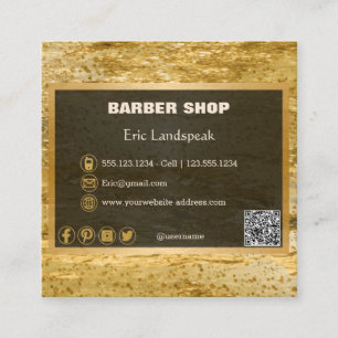 Carte De Visite Carré Boutique en or de luxe, logo QR Code Médias sociau