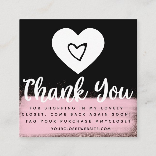 Carte De Visite Carré Boutique Faux Gold Coeur Vêtements d'affaires (Devant)