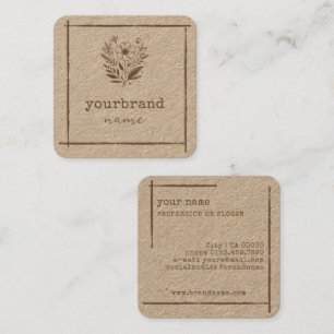 Carte De Visite Carré Boutique Florale Rustique Papeterie Fleuriste
