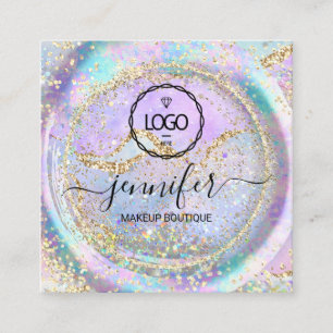Carte De Visite Carré Boutique Maquillage Lash Code QR Logo Holographe