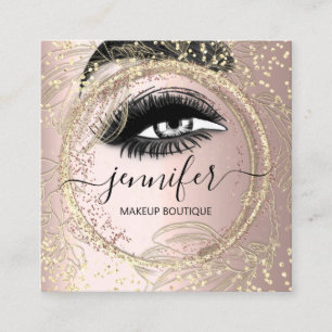 Carte De Visite Carré Boutique Maquillage Lashes Rose Floral QR Lashes B