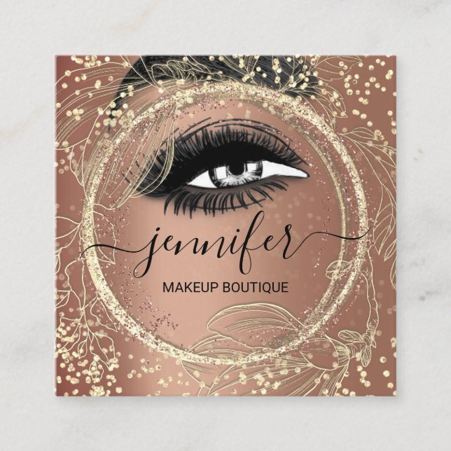 Carte De Visite Carré Boutique Maquillage Lashes Rose QR Code Lashes Bro (Devant)