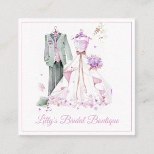 Carte De Visite Carré Boutique Mariage d'aquarelle Bride Gown