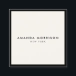 Carte De Visite Carré Boutique minimaliste de luxe noir/ivoire<br><div class="desc">Un design élégant et raffiné élève votre nom ou nom d'entreprise par un style minimal et moderne. La fine bordure noire est ancrée sur un arrière - plan d'ivoire pour donner une impression de luxe à ce modèle carte de visite classique. © 1201AM CREATIVE</div>