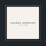 Carte De Visite Carré Boutique minimaliste de luxe noir/ivoire<br><div class="desc">Un design élégant et raffiné élève votre nom ou nom d'entreprise par un style minimal et moderne. La fine bordure noire est ancrée sur un arrière - plan d'ivoire pour donner une impression de luxe à ce modèle carte de visite classique. © 1201AM CREATIVE</div>