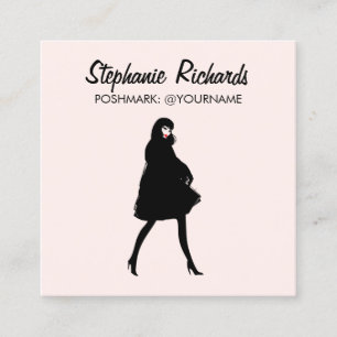 Carte De Visite Carré Boutique Mod Fashion Girl, Vendeur Poshmark rose
