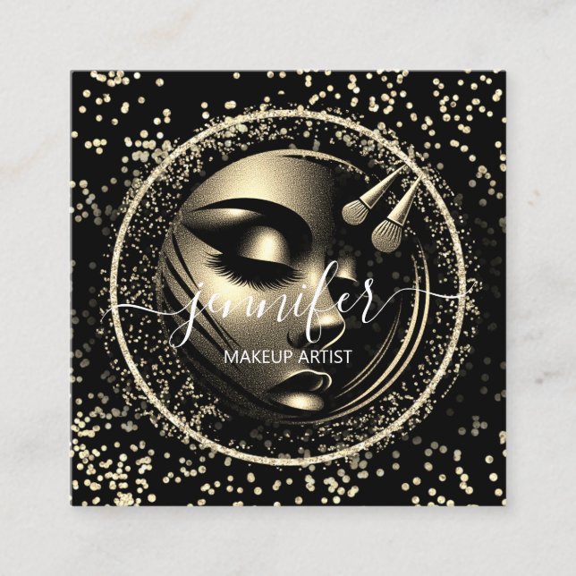 Carte De Visite Carré Boutique Parties scintillant maquillage Artiste Lo (Devant)