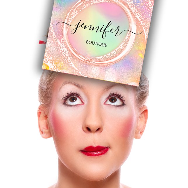 Carte De Visite Carré Boutique professionnelle Beauté QR Pastels (Professional Boutique Shop Beauty QR Pastels Square Business Card)