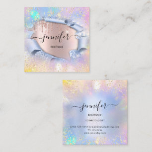 Carte De Visite Carré Boutique professionnelle Blue GlitterHolograph3D