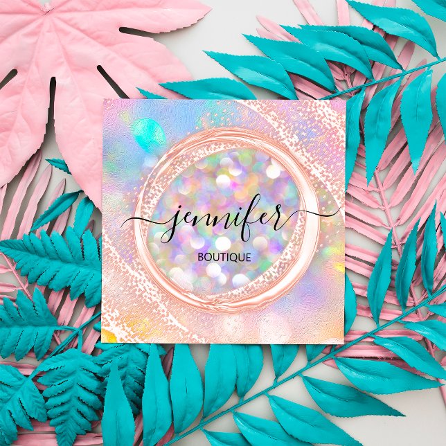 Carte De Visite Carré Boutique Professionnelle Boutique Beauté Glam Holo (Professional Boutique Shop Beauty Glam Holograph Square Business Card
)