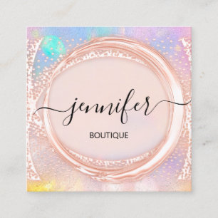 Carte De Visite Carré Boutique Professionnelle Boutique Beauté Rose Holo