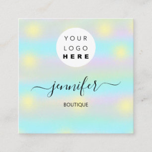 Carte De Visite Carré Boutique professionnelle Boutique Bleu Jaune QR LO