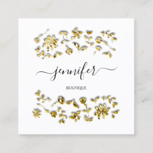 Carte De Visite Carré Boutique Professionnelle Boutique Floral Noir Blan