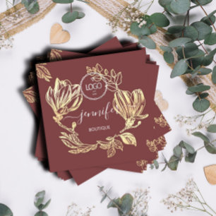 Carte De Visite Carré Boutique professionnelle Boutique Floral QR Logo R