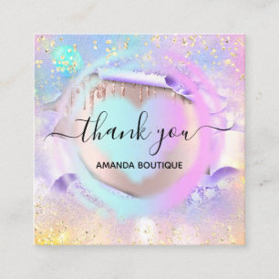 Carte De Visite Carré Boutique Professionnelle Boutique Holographe Coeur