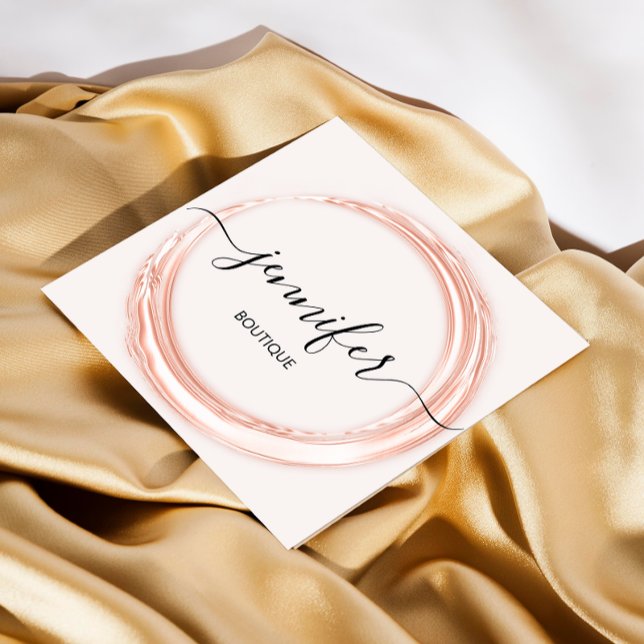 Carte De Visite Carré Boutique Professionnelle Boutique Rose Beauté Blan (Créateur téléchargé)