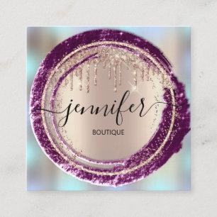 Carte De Visite Carré Boutique professionnelle Boutique Rose bleu Berry 