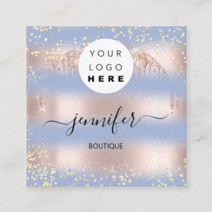 Carte De Visite Carré Boutique professionnelle Gold Pastel Blue