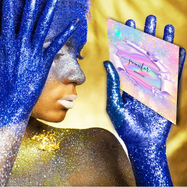 Carte De Visite Carré Boutique professionnelle Nom de la Parties scintil (Créateur téléchargé)