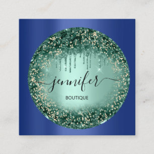 Carte De Visite Carré Boutique professionnelle Parties scintillant Green