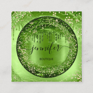Carte De Visite Carré Boutique professionnelle Parties scintillant Green