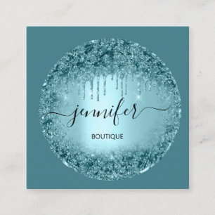 Carte De Visite Carré Boutique professionnelle Parties scintillant Rose