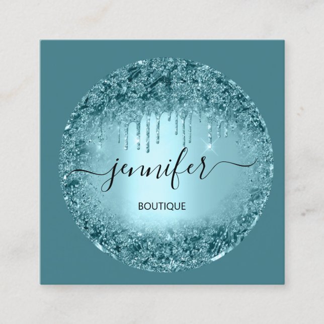 Carte De Visite Carré Boutique professionnelle Parties scintillant Rose  (Devant)