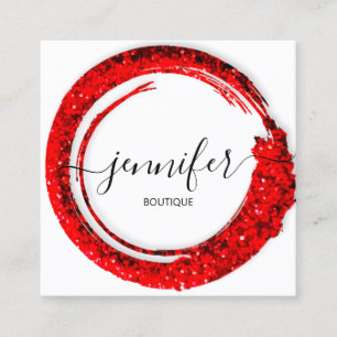 Carte De Visite Carré Boutique professionnelle Parties scintillant rouge