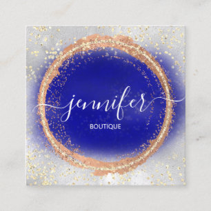Carte De Visite Carré Boutique professionnelle Royal Blue Gold Copper