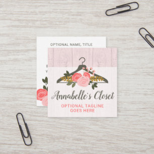 Carte De Visite Carré Boutique Rose florale Hanger Closet Fashion