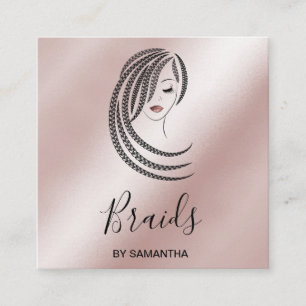 Carte De Visite Carré Braids cheveux tressés Afro Américaine Femme Braid