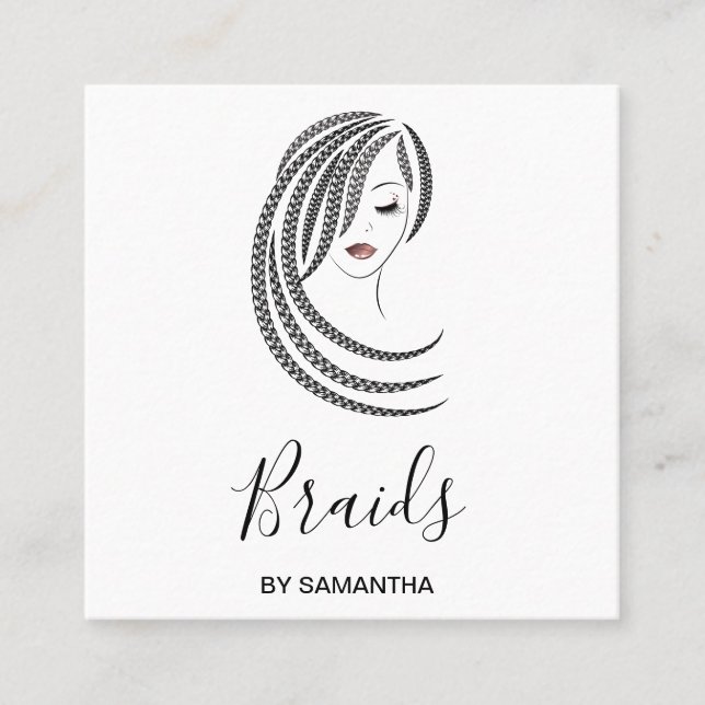 Carte De Visite Carré Braids Cheveux tressés Afro American Woman Busines (Devant)