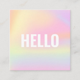 Carte De Visite Carré Branché Pastel Rainbow Unicorn Gradient Hello Squa