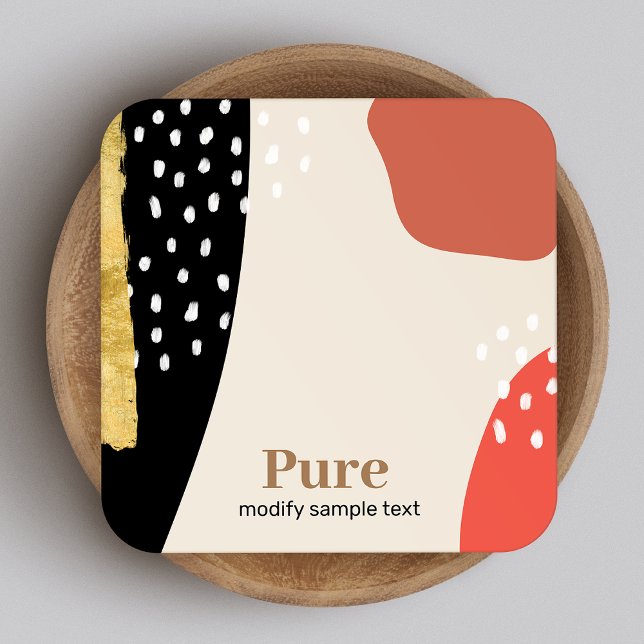 Carte De Visite Carré Brosse Or tendance Formes de peinture d'art Abstra (Créateur téléchargé)