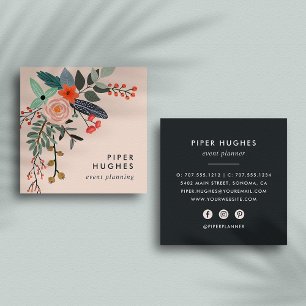 Carte De Visite Carré Brouiller   Boho Floral